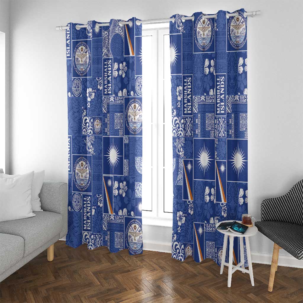 Marshall Islands Merry Christmas Window Curtain Pacific Patchwork Xmas Vibes - Polynesian Pride
