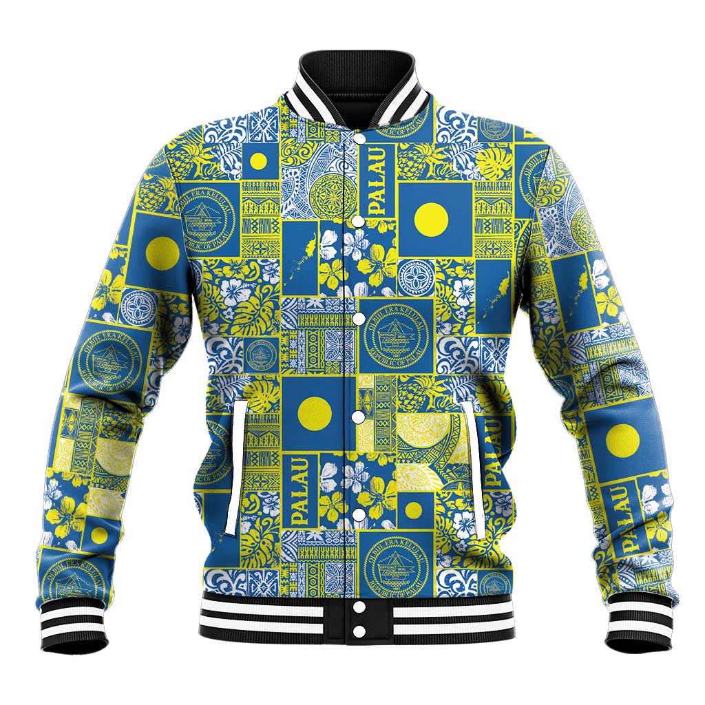 Palau Ungil Kurismas Baseball Jacket Pacific Patchwork Xmas Vibes - Polynesian Pride