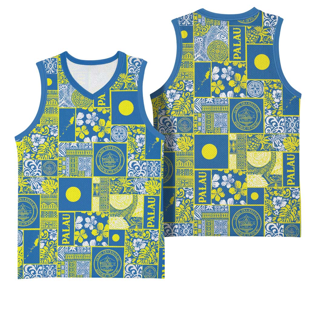 Palau Ungil Kurismas Basketball Jersey Pacific Patchwork Xmas Vibes - Polynesian Pride