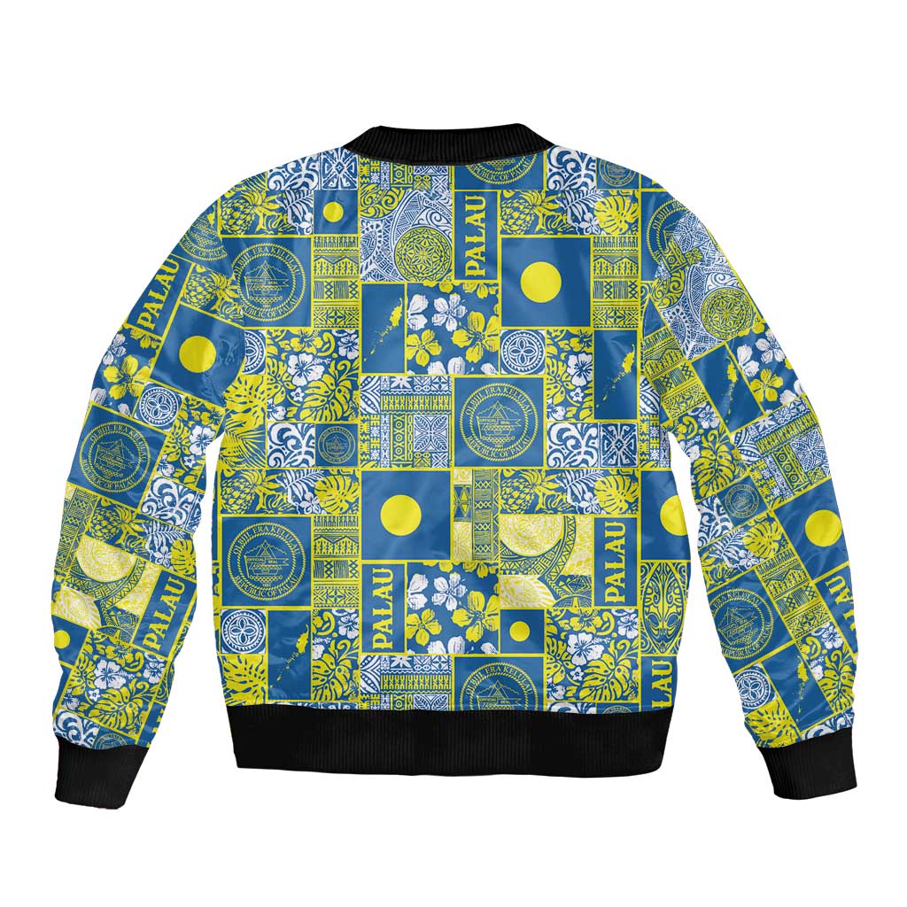 Palau Ungil Kurismas Bomber Jacket Pacific Patchwork Xmas Vibes - Polynesian Pride