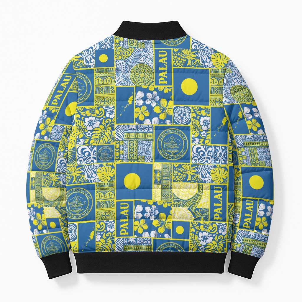 Palau Ungil Kurismas Bomber Puffer Jacket Pacific Patchwork Xmas Vibes - Polynesian Pride