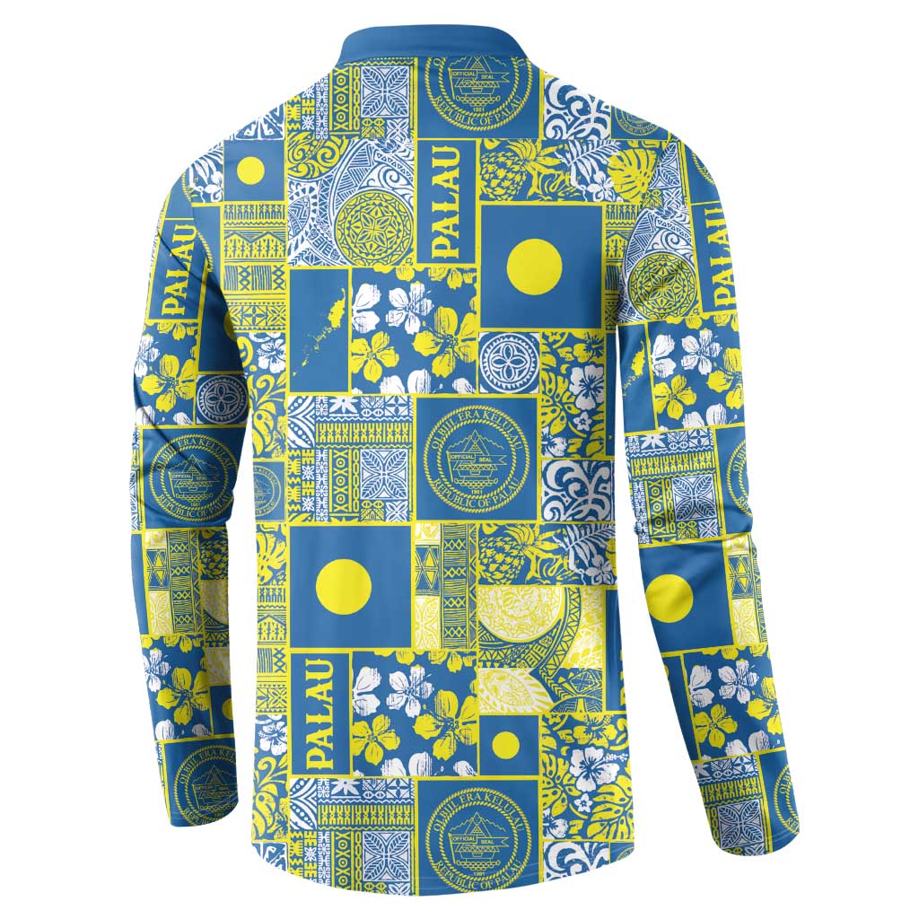 Palau Ungil Kurismas Button Sweatshirt Pacific Patchwork Xmas Vibes - Polynesian Pride