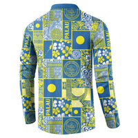 Palau Ungil Kurismas Button Sweatshirt Pacific Patchwork Xmas Vibes - Polynesian Pride