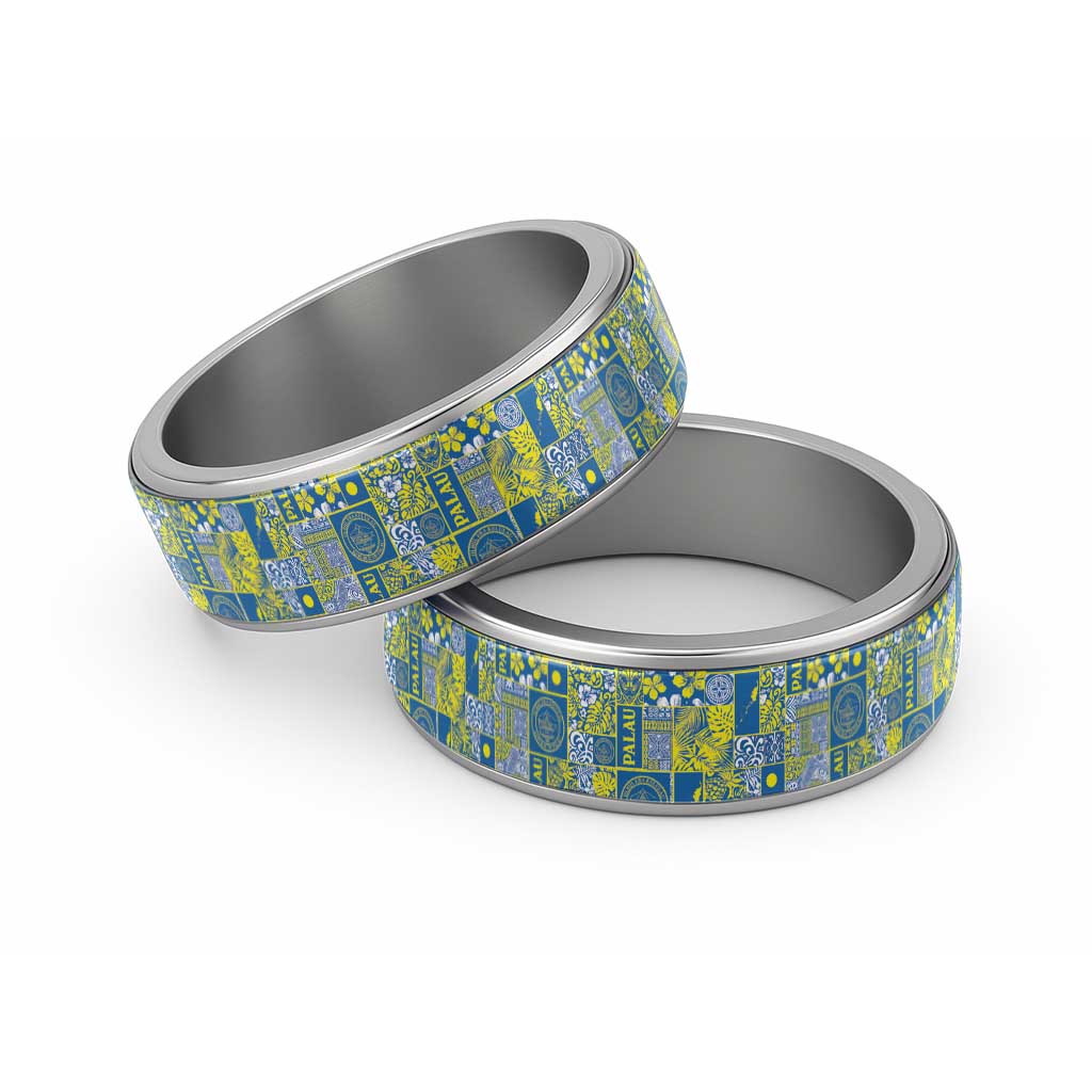 Palau Ungil Kurismas Classic Ring Pacific Patchwork Xmas Vibes LT9 Sliver Green - Polynesian Pride
