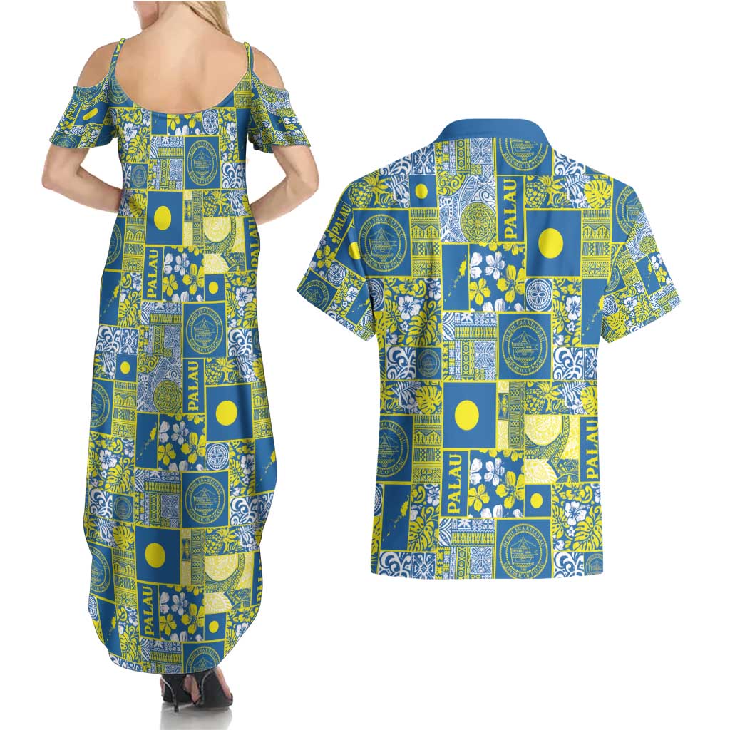 Palau Ungil Kurismas Couples Matching Summer Maxi Dress and Hawaiian Shirt Pacific Patchwork Xmas Vibes - Polynesian Pride