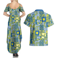 Palau Ungil Kurismas Couples Matching Summer Maxi Dress and Hawaiian Shirt Pacific Patchwork Xmas Vibes - Polynesian Pride