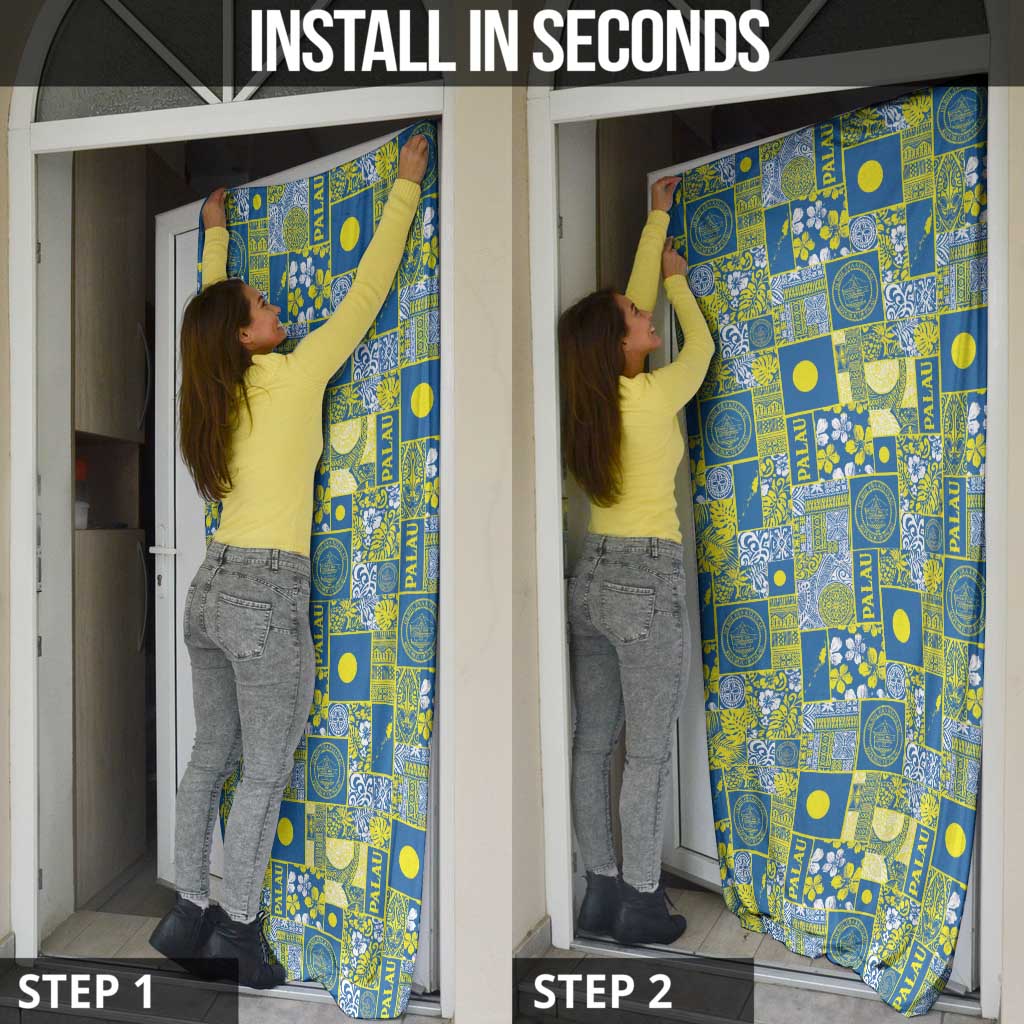 Palau Ungil Kurismas Door Cover Pacific Patchwork Xmas Vibes - Polynesian Pride