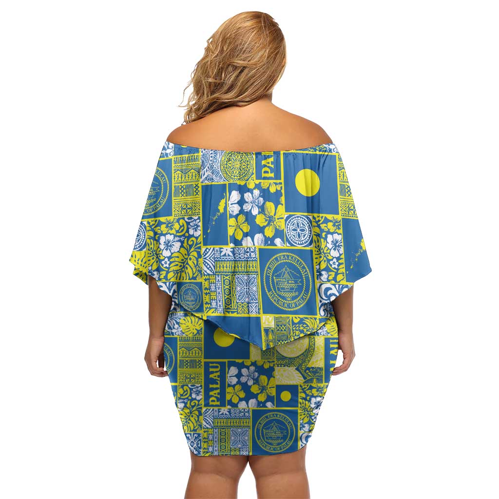 Palau Ungil Kurismas Family Matching Off Shoulder Short Dress and Hawaiian Shirt Pacific Patchwork Xmas Vibes - Polynesian Pride
