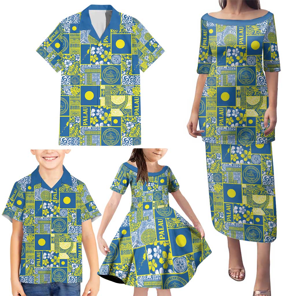 Palau Ungil Kurismas Family Matching Puletasi and Hawaiian Shirt Pacific Patchwork Xmas Vibes - Polynesian Pride