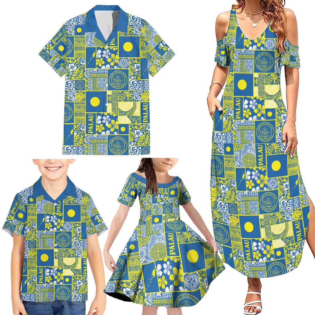 Palau Ungil Kurismas Family Matching Summer Maxi Dress and Hawaiian Shirt Pacific Patchwork Xmas Vibes - Polynesian Pride