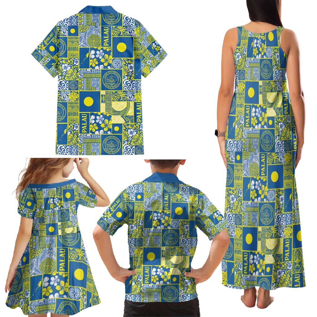 Palau Ungil Kurismas Family Matching Tank Maxi Dress and Hawaiian Shirt Pacific Patchwork Xmas Vibes - Polynesian Pride