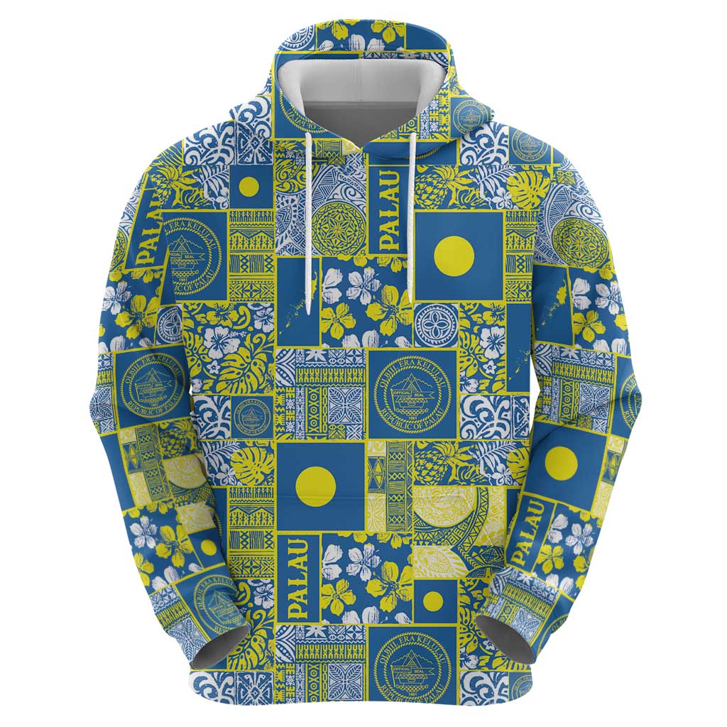 Palau Ungil Kurismas Hoodie Pacific Patchwork Xmas Vibes - Polynesian Pride