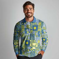 Palau Ungil Kurismas Long Sleeve Polo Shirt Pacific Patchwork Xmas Vibes - Polynesian Pride