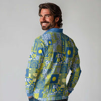 Palau Ungil Kurismas Long Sleeve Polo Shirt Pacific Patchwork Xmas Vibes - Polynesian Pride