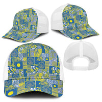 Palau Ungil Kurismas Mesh Trucker Cap Pacific Patchwork Xmas Vibes - Polynesian Pride