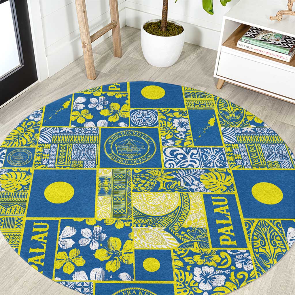 Palau Ungil Kurismas Round Carpet Pacific Patchwork Xmas Vibes - Polynesian Pride
