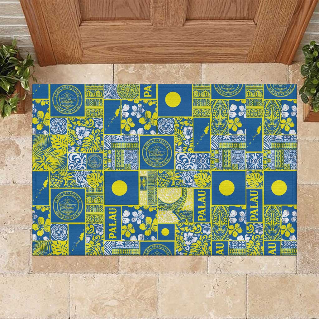 Palau Ungil Kurismas Rubber Doormat Pacific Patchwork Xmas Vibes - Polynesian Pride