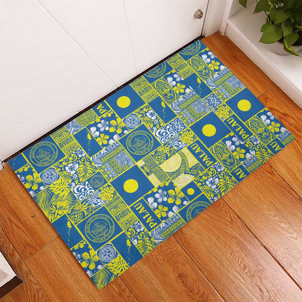 Palau Ungil Kurismas Rubber Doormat Pacific Patchwork Xmas Vibes - Polynesian Pride