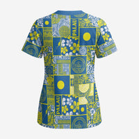 Palau Ungil Kurismas Scrub Top Pacific Patchwork Xmas Vibes - Polynesian Pride