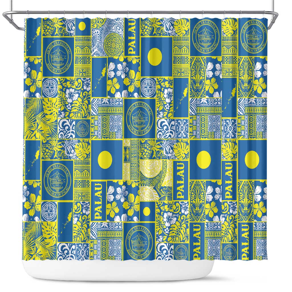 Palau Ungil Kurismas Shower Curtain Pacific Patchwork Xmas Vibes - Polynesian Pride