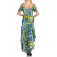 Palau Ungil Kurismas Summer Maxi Dress Pacific Patchwork Xmas Vibes - Polynesian Pride