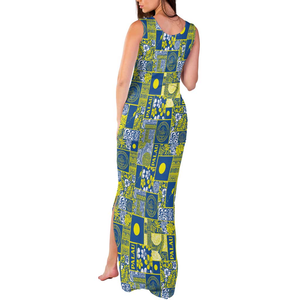 Palau Ungil Kurismas Tank Maxi Dress Pacific Patchwork Xmas Vibes - Polynesian Pride
