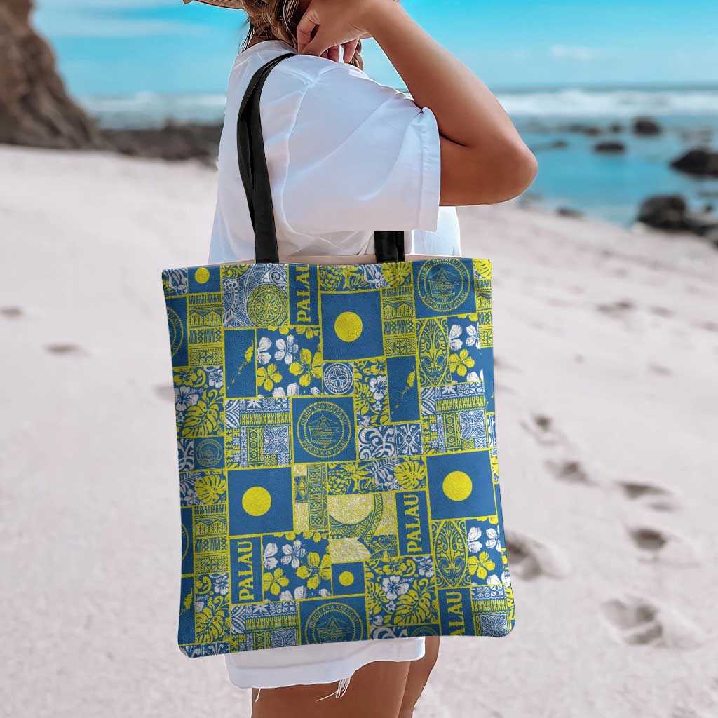 Palau Ungil Kurismas Tote Bag Pacific Patchwork Xmas Vibes - Polynesian Pride