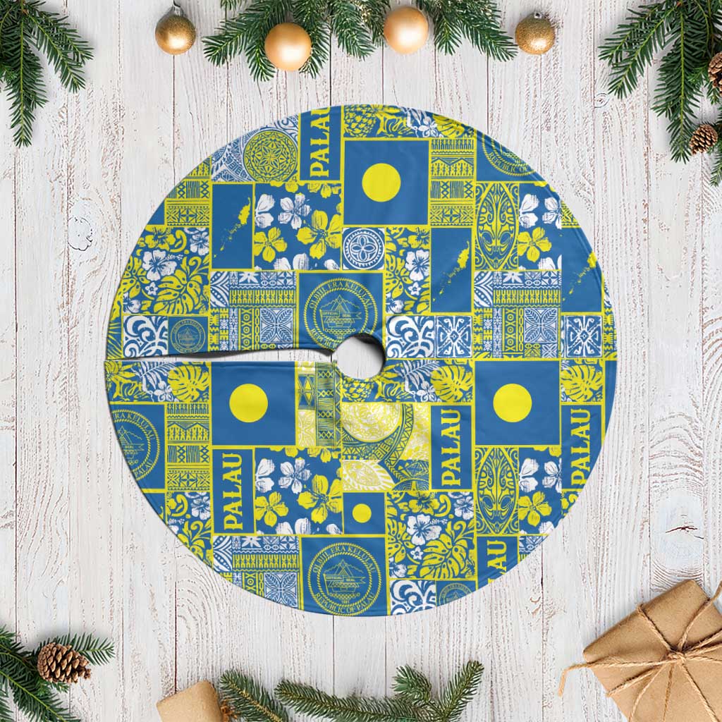 Palau Ungil Kurismas Tree Skirt Pacific Patchwork Xmas Vibes - Polynesian Pride