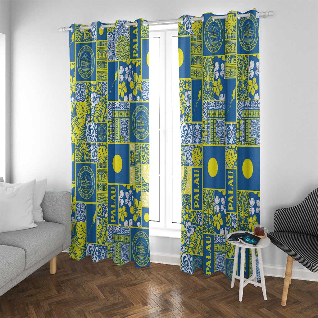 Palau Ungil Kurismas Window Curtain Pacific Patchwork Xmas Vibes - Polynesian Pride
