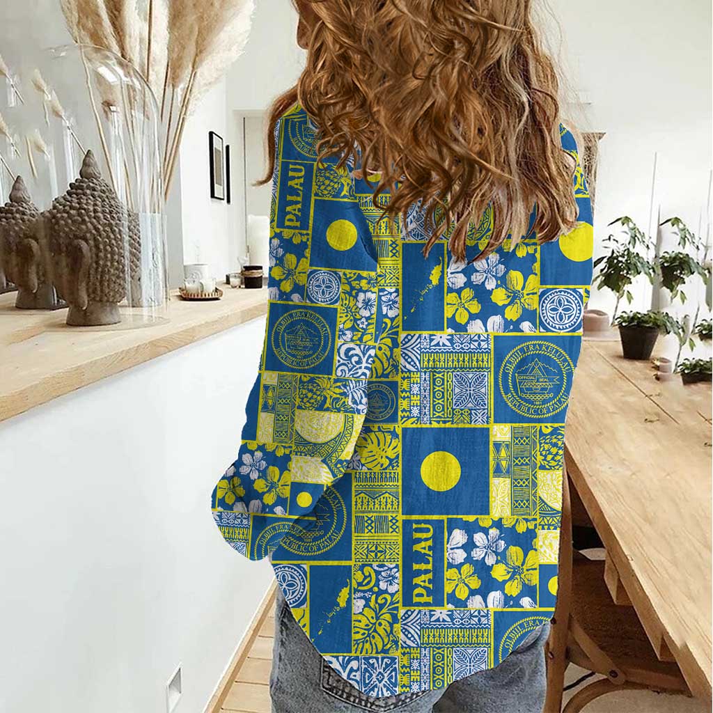Palau Ungil Kurismas Women Casual Shirt Pacific Patchwork Xmas Vibes - Polynesian Pride