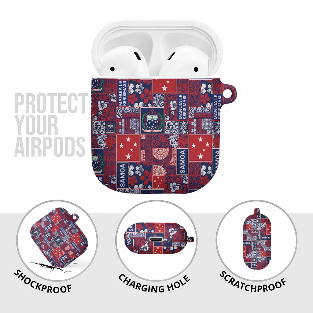 Red Samoa Manuia Le Kerisimasi AirPods Case Pacific Patchwork Xmas Vibes - Polynesian Pride