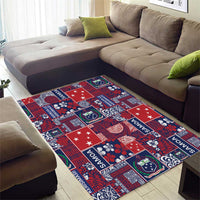Red Samoa Manuia Le Kerisimasi Area Rug Pacific Patchwork Xmas Vibes - Polynesian Pride