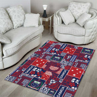 Red Samoa Manuia Le Kerisimasi Area Rug Pacific Patchwork Xmas Vibes - Polynesian Pride