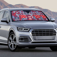 Red Samoa Manuia Le Kerisimasi Auto Sun Shade Pacific Patchwork Xmas Vibes - Polynesian Pride