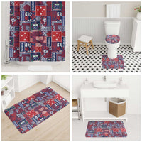 Red Samoa Manuia Le Kerisimasi Bathroom Set Pacific Patchwork Xmas Vibes - Polynesian Pride