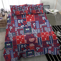Red Samoa Manuia Le Kerisimasi Bedding Set Pacific Patchwork Xmas Vibes - Polynesian Pride