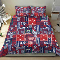 Red Samoa Manuia Le Kerisimasi Bedding Set Pacific Patchwork Xmas Vibes - Polynesian Pride