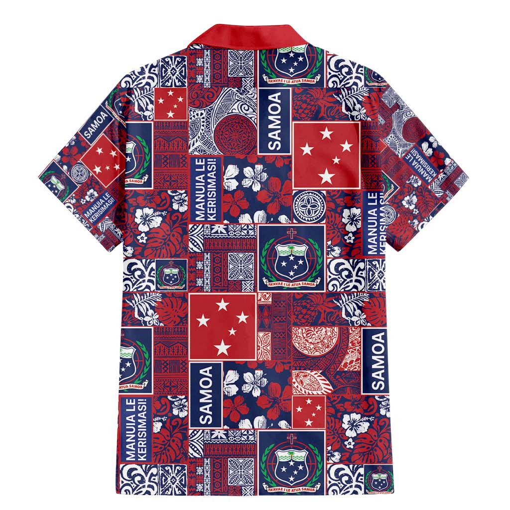 Red Samoa Manuia Le Kerisimasi Family Matching Mermaid Dress and Hawaiian Shirt Pacific Patchwork Xmas Vibes - Polynesian Pride