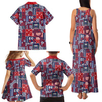 Red Samoa Manuia Le Kerisimasi Family Matching Tank Maxi Dress and Hawaiian Shirt Pacific Patchwork Xmas Vibes - Polynesian Pride