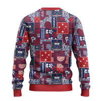 Red Samoa Manuia Le Kerisimasi Ugly Christmas Sweater Pacific Patchwork Xmas Vibes - Polynesian Pride