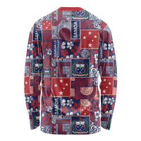 Red Samoa Manuia Le Kerisimasi Long Sleeve Shirt Pacific Patchwork Xmas Vibes - Polynesian Pride