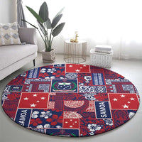 Red Samoa Manuia Le Kerisimasi Round Carpet Pacific Patchwork Xmas Vibes - Polynesian Pride