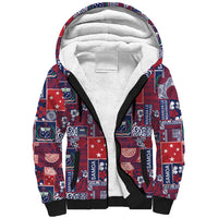 Red Samoa Manuia Le Kerisimasi Sherpa Hoodie Pacific Patchwork Xmas Vibes - Polynesian Pride