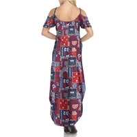 Red Samoa Manuia Le Kerisimasi Summer Maxi Dress Pacific Patchwork Xmas Vibes - Polynesian Pride