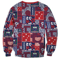 Red Samoa Manuia Le Kerisimasi Sweatshirt Pacific Patchwork Xmas Vibes - Polynesian Pride