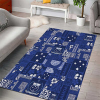 Blue Samoa Manuia Le Kerisimasi Area Rug Pacific Patchwork Xmas Vibes - Polynesian Pride