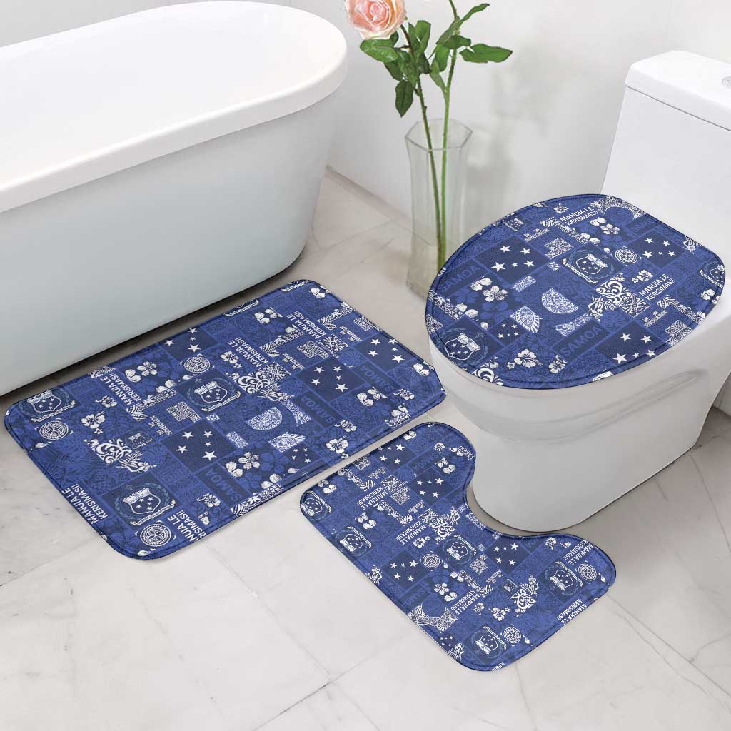 Blue Samoa Manuia Le Kerisimasi Bathroom Set Pacific Patchwork Xmas Vibes - Polynesian Pride