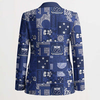 Blue Samoa Manuia Le Kerisimasi Blazer Pacific Patchwork Xmas Vibes - Polynesian Pride
