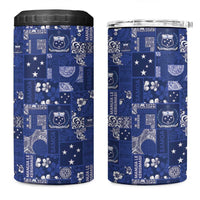 Blue Samoa Manuia Le Kerisimasi 4 in 1 Can Cooler Tumbler Pacific Patchwork Xmas Vibes - Polynesian Pride