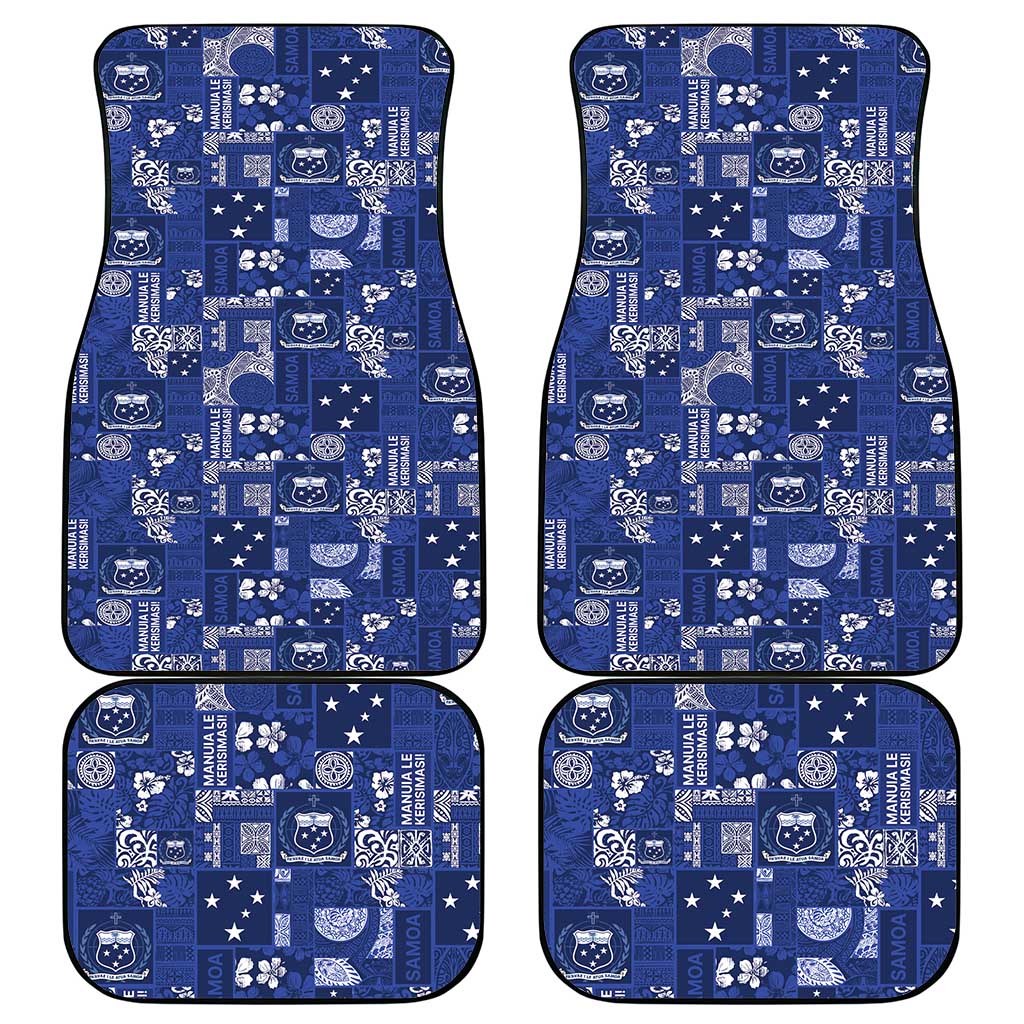 Blue Samoa Manuia Le Kerisimasi Car Mats Pacific Patchwork Xmas Vibes - Polynesian Pride